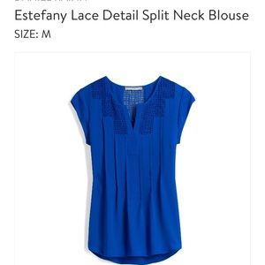 Estefany Lace Detail Split Neck Blouse